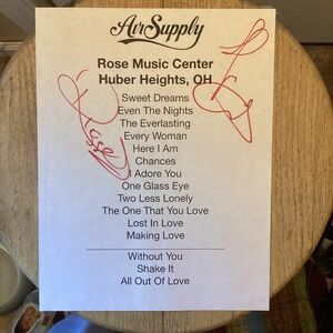 Air Supply Band Autographed Set List